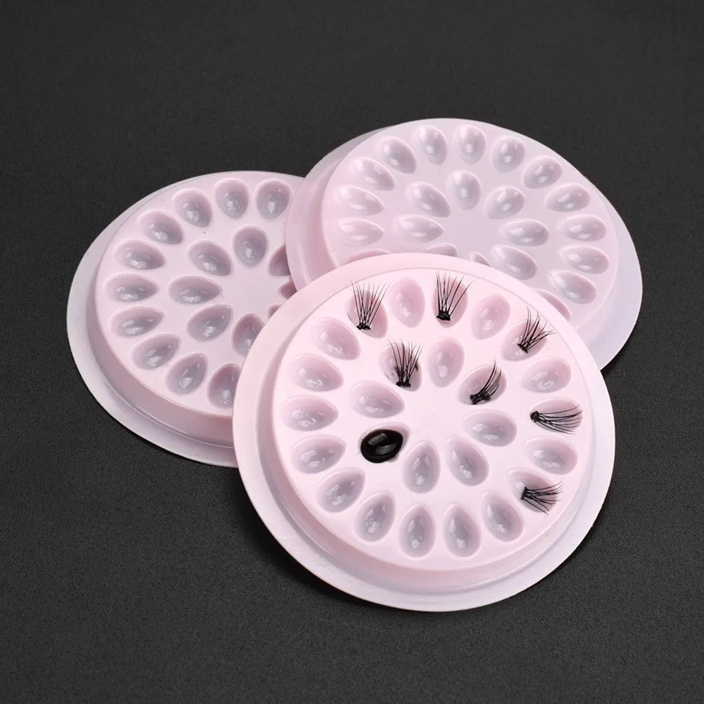 10Pcs Eyelash Adhesive Tray Extension Pallet Pink Fast Glue Eyelash Glue Holder Assistant Extension Gaskes