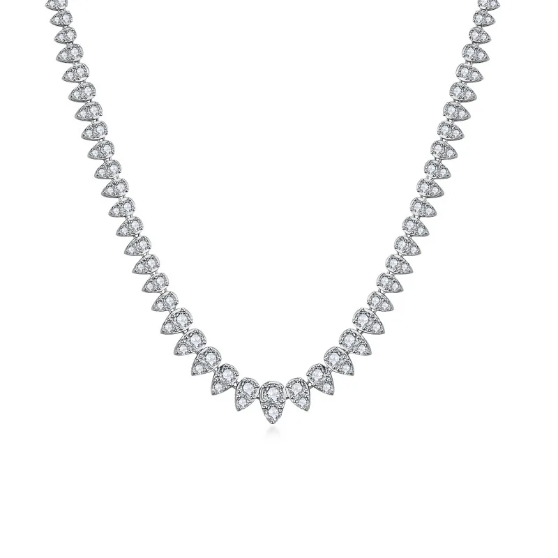 

Follow Cloud Total 12.64ct Full Moissanite Tennis Necklace for Women 1.8-4.5mm Gradient Diamond 925 Sterling Silver Neck Chain