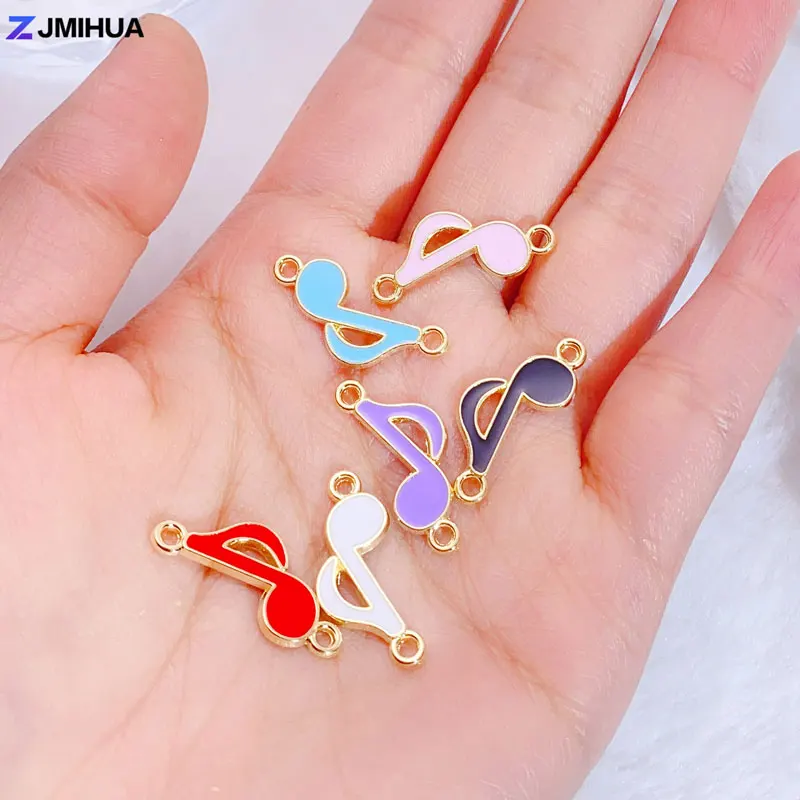 15pcs Enamel Connectors Musical Note Charms For Jewelry Making Supplies DIY Handmade Bracelets Anklets Findings Accessories