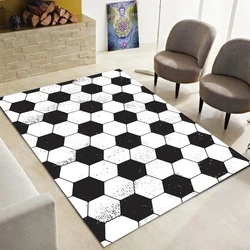 Football Area Rug Ball Sports Theme Carpet Soccer Ball Pattern Floor Mat for Kids Boys Girls Play Room Living Room Bedroom Decor