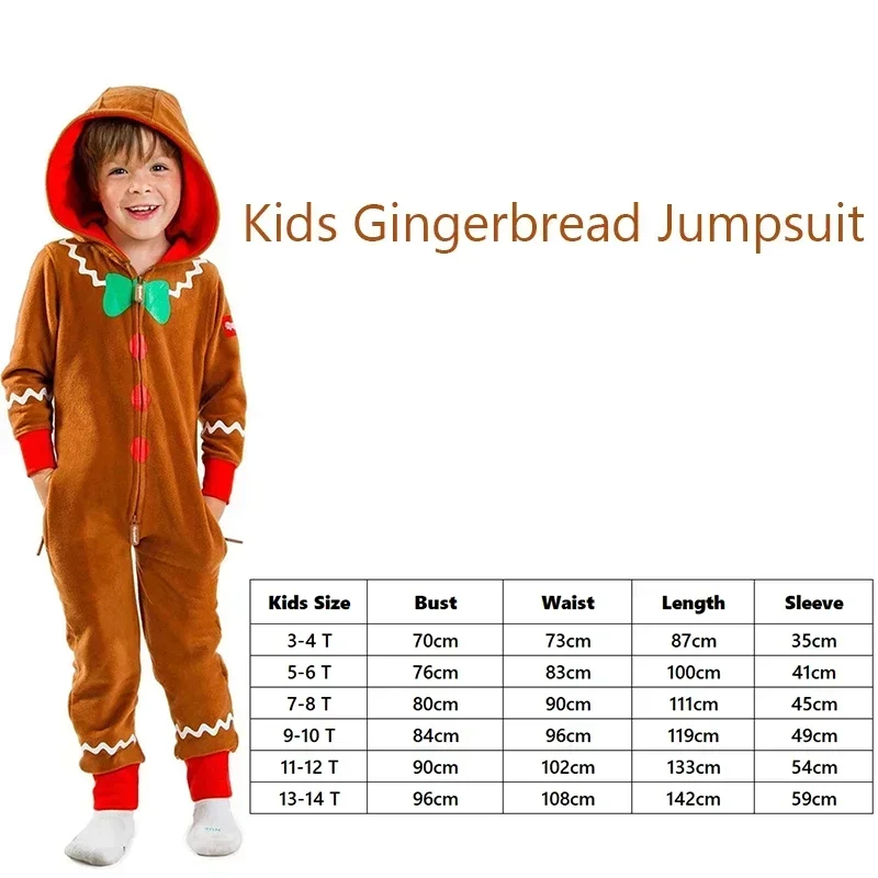 Unisex Family Adult Gingerbread Cozy Jumpsuit Christmas Kids Toddler Cute Gingerbread Cookie Costume Christmas Gifts Pajamas