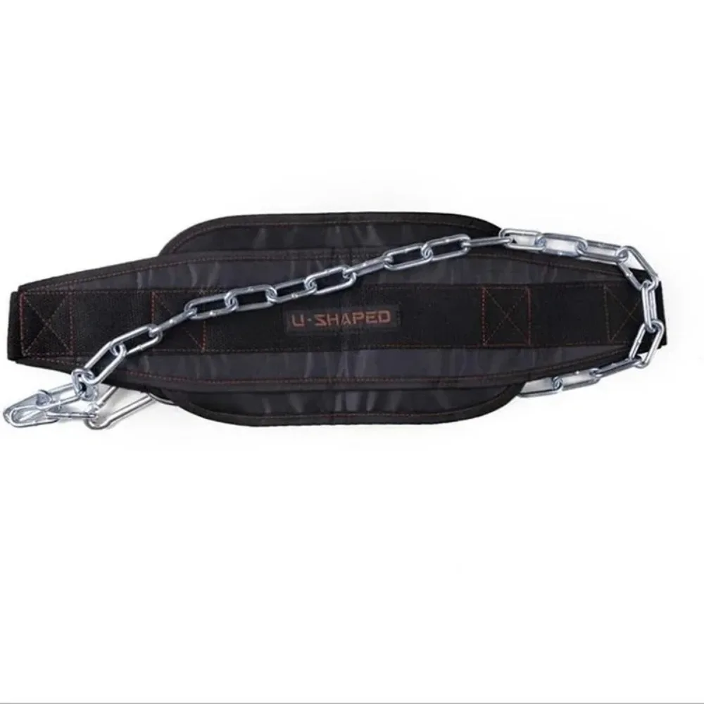 

Thicken Weight Lifting Belt Waist Support Iron Chain Dipping Belt with Chain Adjustable Comfortable Load Bearing Waistband