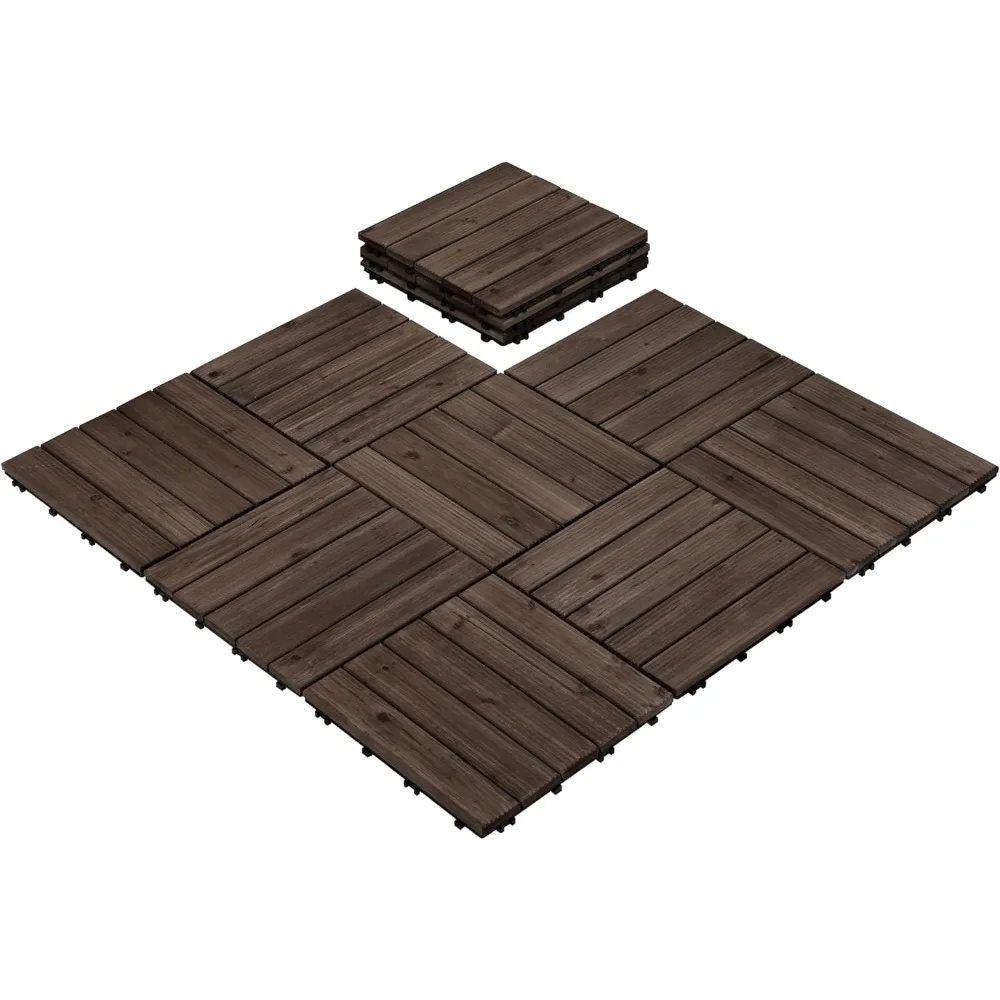 

110pcs Patio Deck Tiles 12 x12in Interlocking Wood Composite Decking Floor Tiles Fir Wood Indoor Outdoor Patio Garden Deck,Black