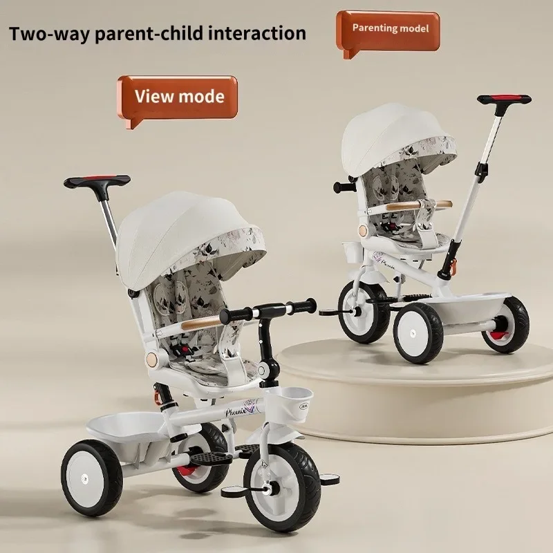 Baby Three Wheels Stroller Tricycle Can Lie Down in Both Direction Large Pusher Baby Bike Foldable Shockproof trike Trolley