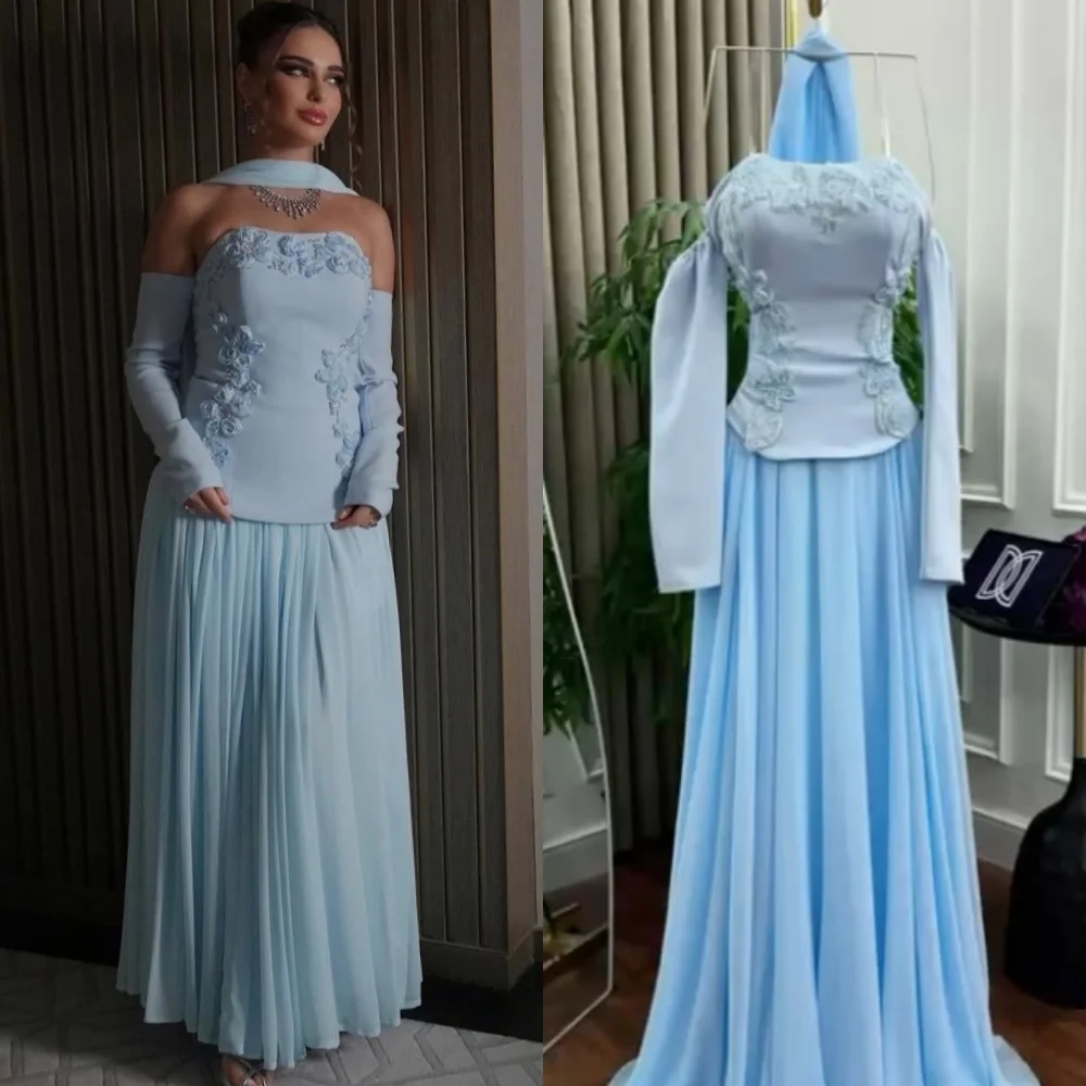 

Customized Matching Exquisite Jersey Beading Sequined A-line Strapless Midi Dresses Bespoke Occasion Dresses Sizes Available