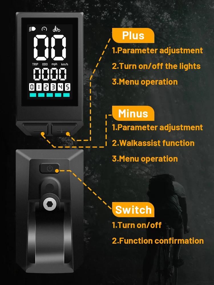 Elektrofahrrad LCD Display BN136 für Bafang Mid Drive Motor BBS01 BBS02B BBSHD Conversion Mid Motor – Detail 2