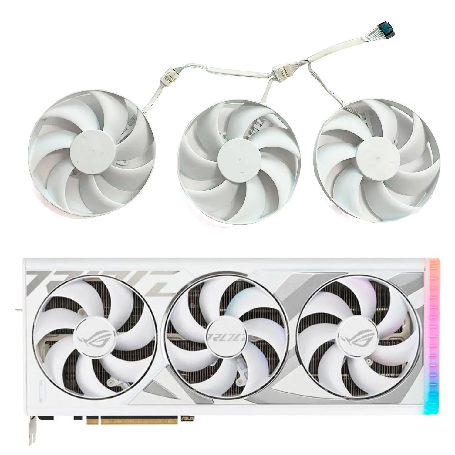 ventilador de placa grafica para asus rog strix geforce rtx 4080 rtx 4090 branco versao oc cooling t129215bu cf1015u12d dc 12v 055amp 105 mm 01