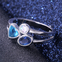 Luxury Women Torina Crystal Quartz Irregular Triangle Stone In One Wedding Rings Different Color Zircon Stone Engagement Ring