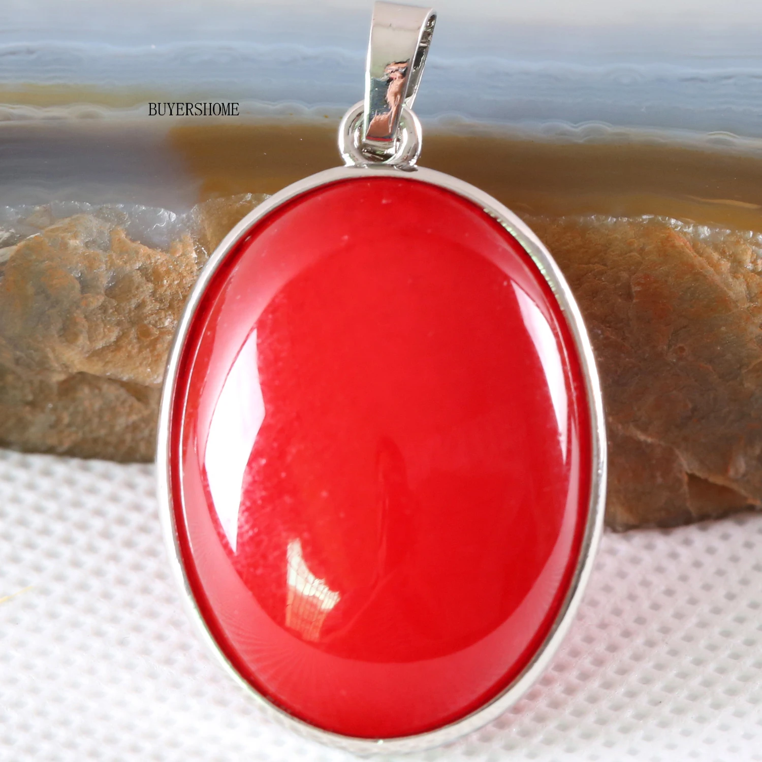 Pendant Oval CAB Cabochon Natural Stone Pendant Real Pink Rhodonite Green Amazonite Necklace Pendant For Women Men Jewelry Gift