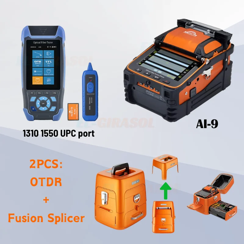 Ai-9 Fusion Splicing/OTDR With OPM VFL Optical Power Meter FTTH Fiber Optic Splicing Hine