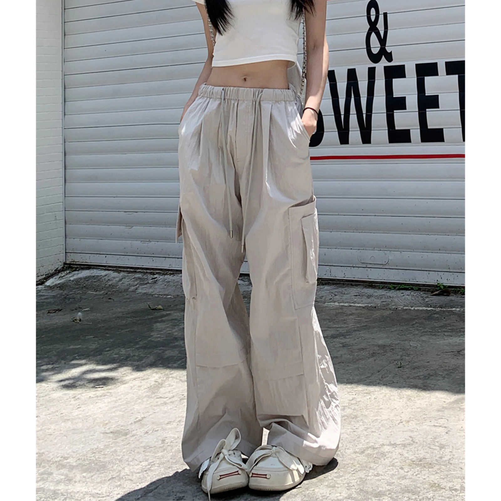 

2024 Spring Autumn Women High Waist Trendy Workwear Pants Y2K Harajuku Street Wide Leg Casual Cargo Pants Unisex baggey Trousers