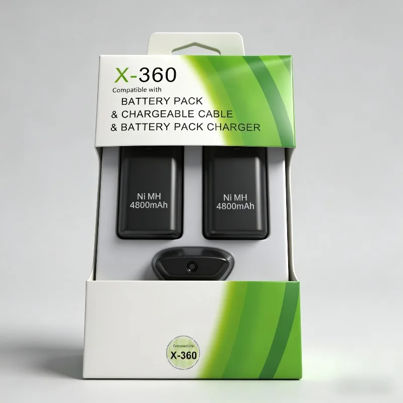 

2Pcs 4800mAh Rechargeable Battery with 1 Charging Cable for Xbox 360 Gamepad Batteries Wireless Controller Battery