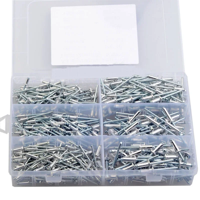 500PCS Pop Rivets Aluminium Assortment Kit M3.2 M4 M5 Mushroom Head Break Mandrel Blind Rivets Set GB12618