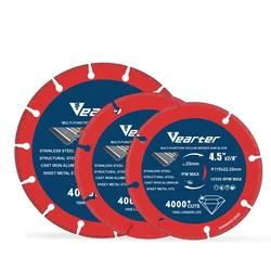 Vearter 115/125/150mm Vacuum Brazed Diamond Cutting Disc Angle Grinder Wheel For Metal Rebar Cast Iron Aluminum Stainless Steel