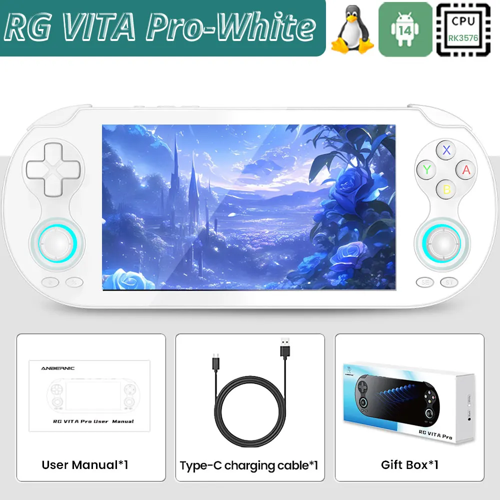 Anbernic RG VITA / RGVITA Pro Handheld Game Console IPS Touchscreen 5000mAh Videogame Speler Ondersteunt AI Streaming RixelHK