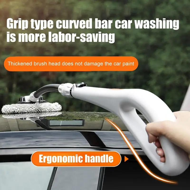 Car Washer Brush With Handle Aluminum Alloy Retractable Handle Car Wash Pole Ergonomic Car Mop With Detachable Brush Head