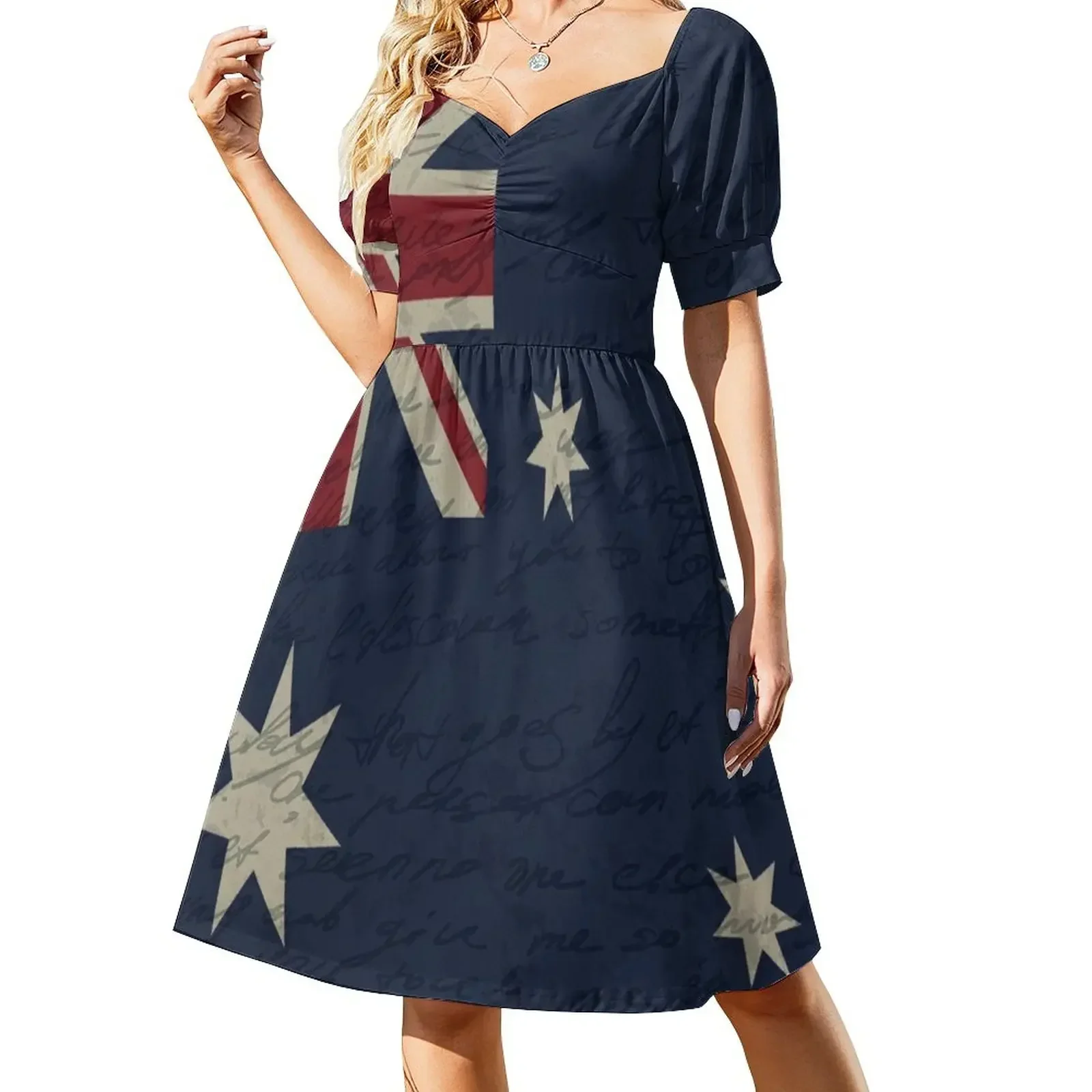 

Vintage Australian flag Short-Sleeved Dress women dress party dress women elegant luxury