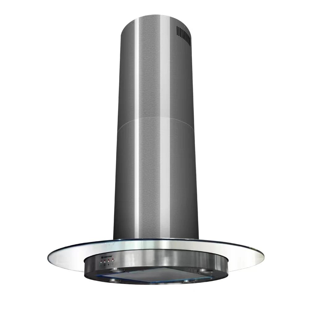 

Kitchens Hoods Extractor Cylinder Island Range Hood Top Suction Cooker Hood Ceiling Mounted Lampblack Machine Glass Cover