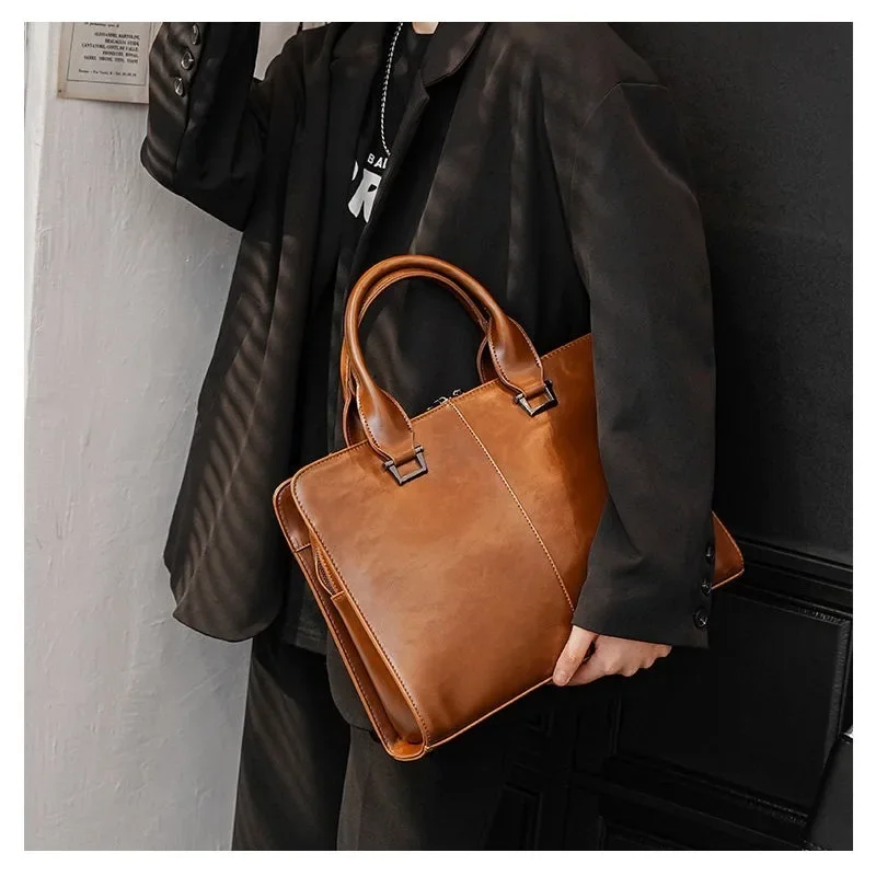 Original Vintage Fashion Handbag Shoulder Bag Gentleman Brief Case Fallow Crossbody Bag Business Laptop Bag