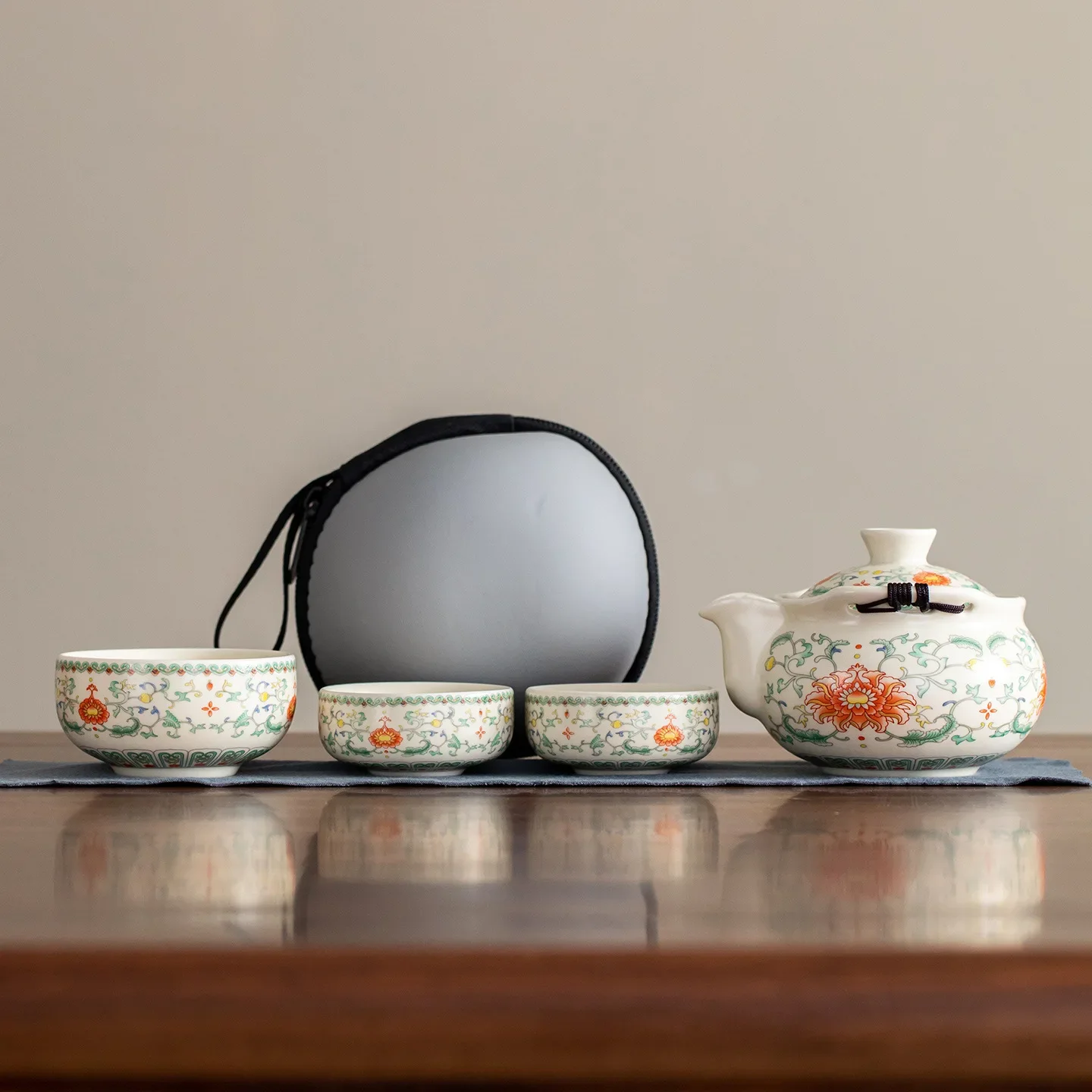 Quick Cup Portable Travel Tea Set One Pot Two Cups Chinese Colorful Tea Ceremony  Luxury Gift Set Outdoor Teapot Teacup