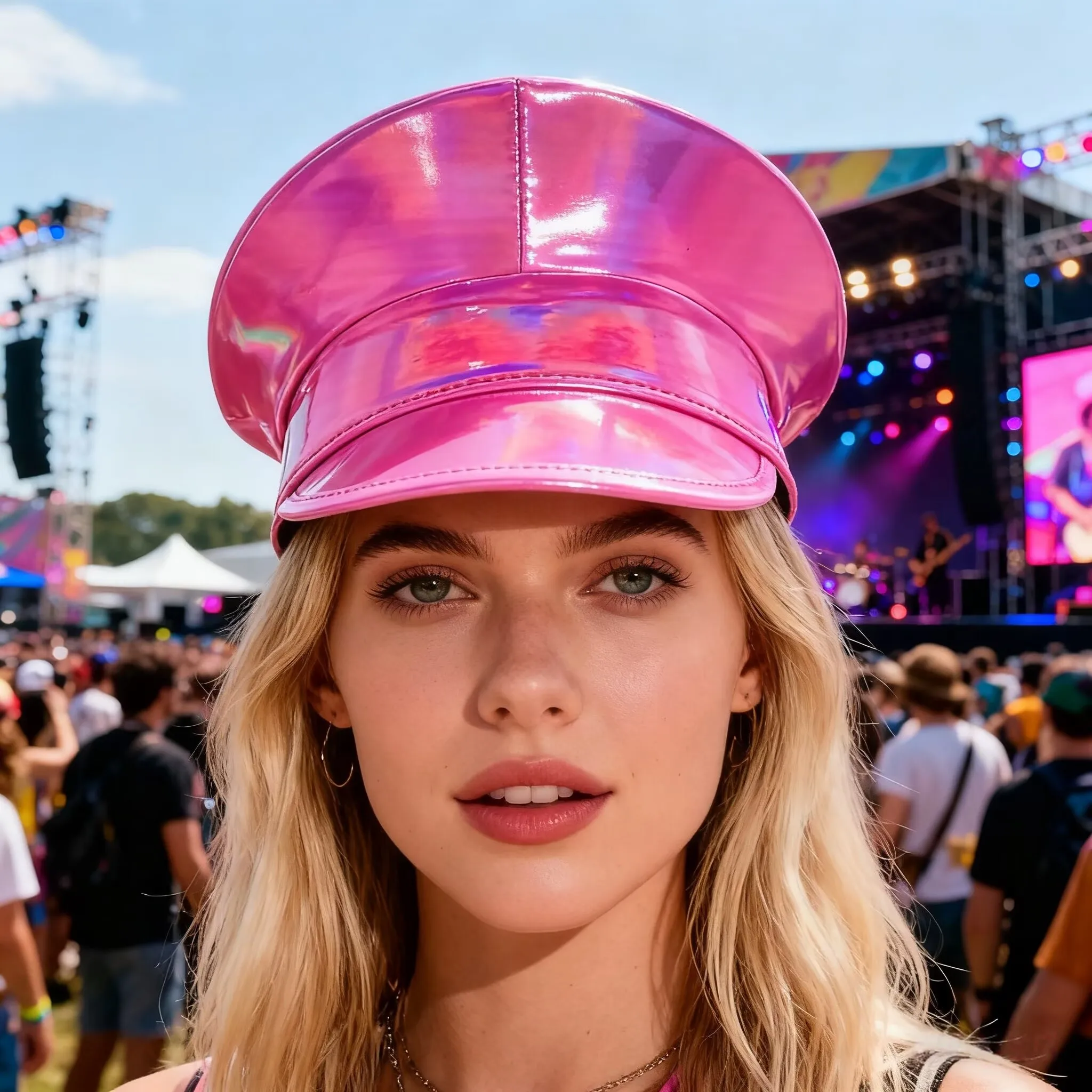 

HongLuan Laser Leather Captain Hat Rhinestone & Military Caps for Woman, Rave Festivals Accessories ＆ Party Cap Man Cosplay Fem