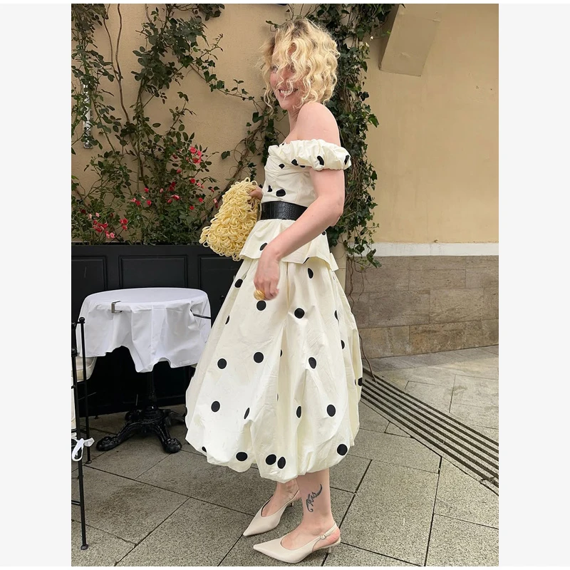 Vintage Polka Dot Backless Top Women