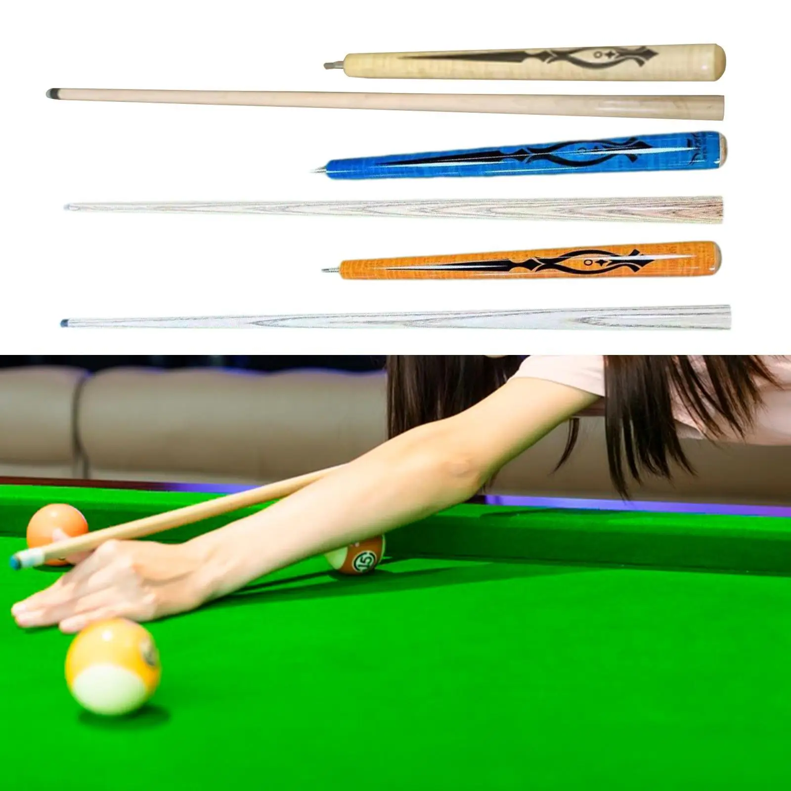 Billiard Pool Cue Stick Portable Break Jump Cue for Games Training Beginners