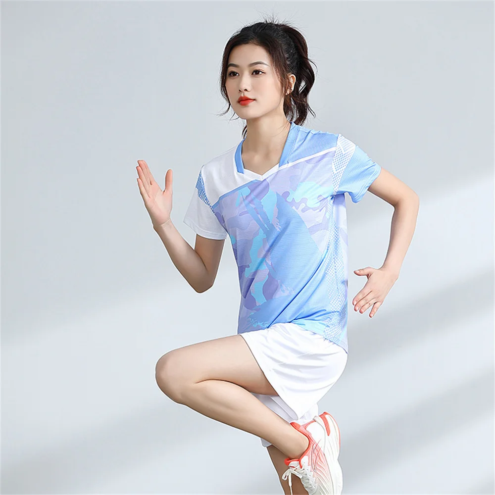 Badminton Uniform Men's And Women's Short Sleeved Jerseys Shorts Set Quick Drying Tennis Training Suit Shuttlecock Top Skirt