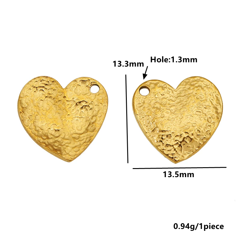 4pcs Stainless Steel Round Love Heart Pentagram Charm 18K Gold Plating Pendant for DIY Necklace Earrings Jewelry Making Supplies image 4