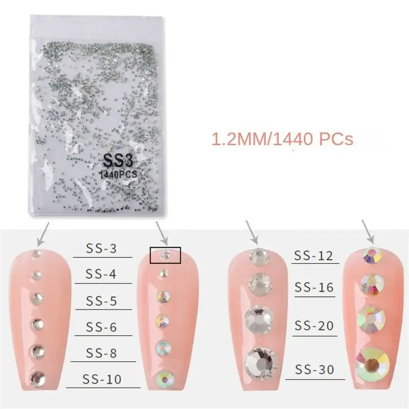 Swarovsky Clear Crystal AB Flatback Glass Nail Art Rhinestone Nail Strass Mix Size Non Hot Fix Rhinestone Glue