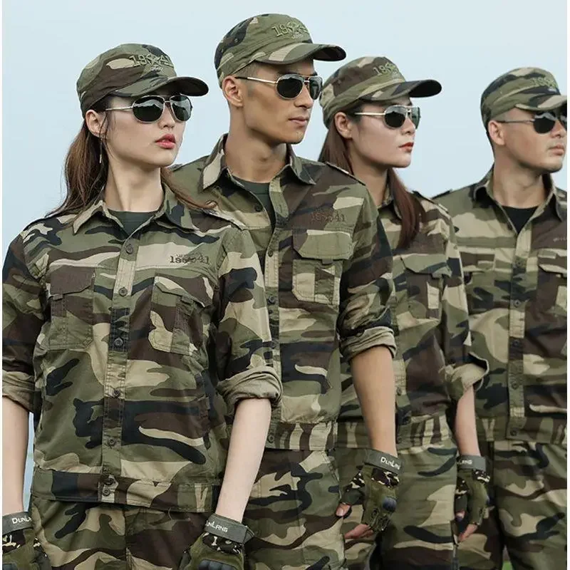 Pure Cotton Camouflage Clothing for Training Wear-resistant Construction Site Labor Protection Spring and Autumn Thick Style