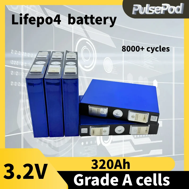 

8000+ циклов Lifepo4 320Ah Аккумуляторная батарея 3,2 В DIY 12 В 24 В 48 В Солнечная батарея RV EV Кемпинг Яхта Лодки