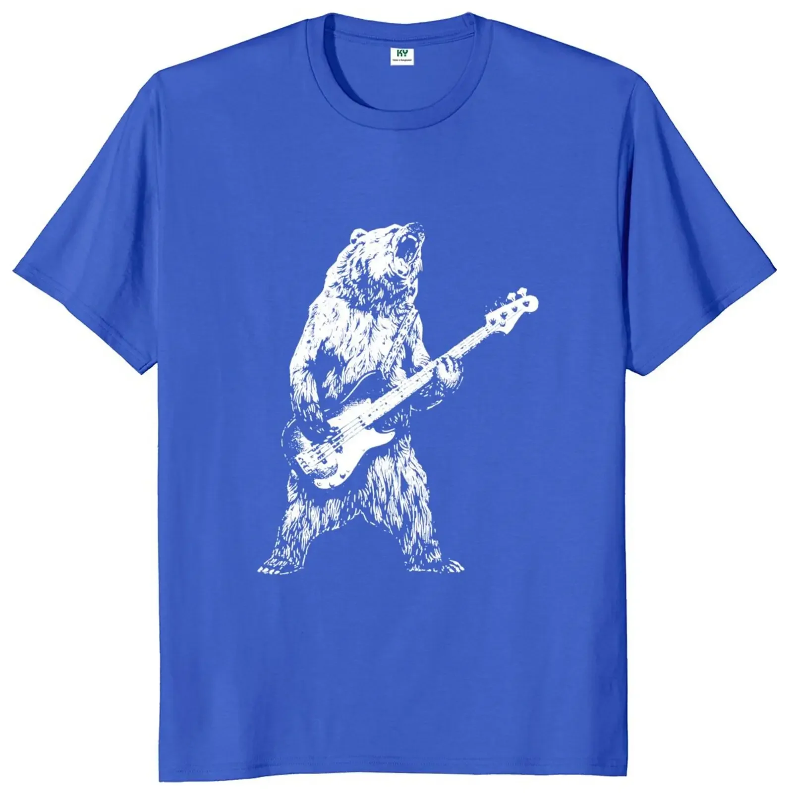 Retro Bear Playing Bass Guitar T Shirt Cats Guitar Guitarist Music Lovers Tops 100% Cotton O-neck Unisex Casual T-shirts EU Size