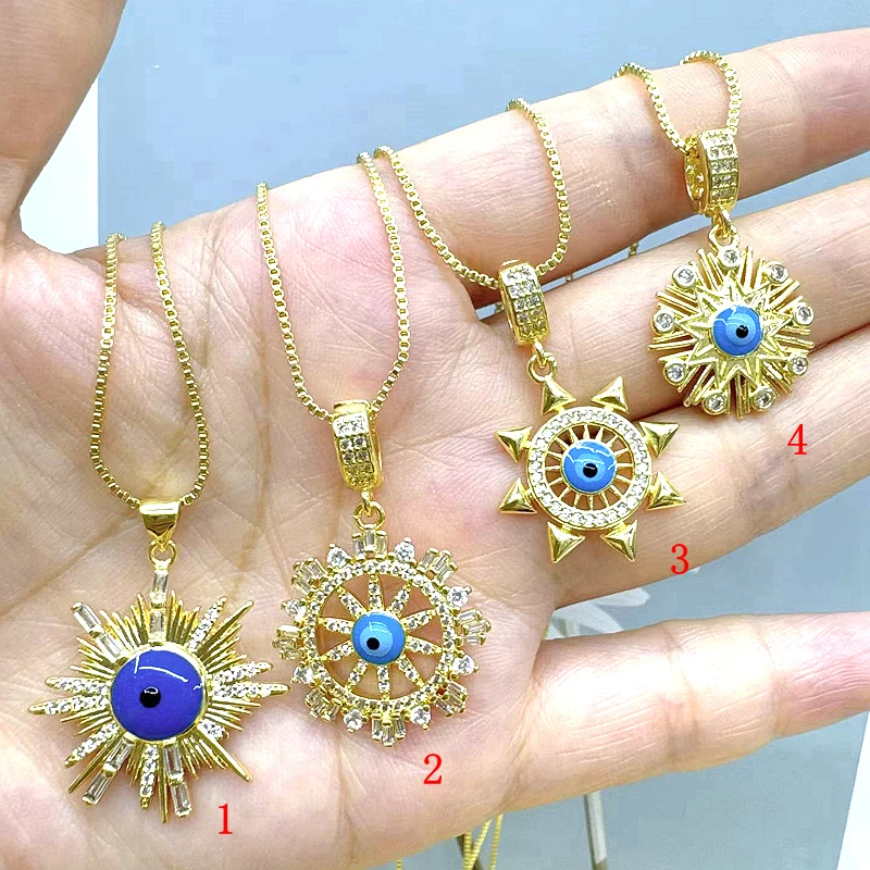 

10Pcs/Fashion Multi-style Blue Eye Hand Rhinestone Charms Pendant DIY Necklace Bracelet For Jewelry Making Accessories