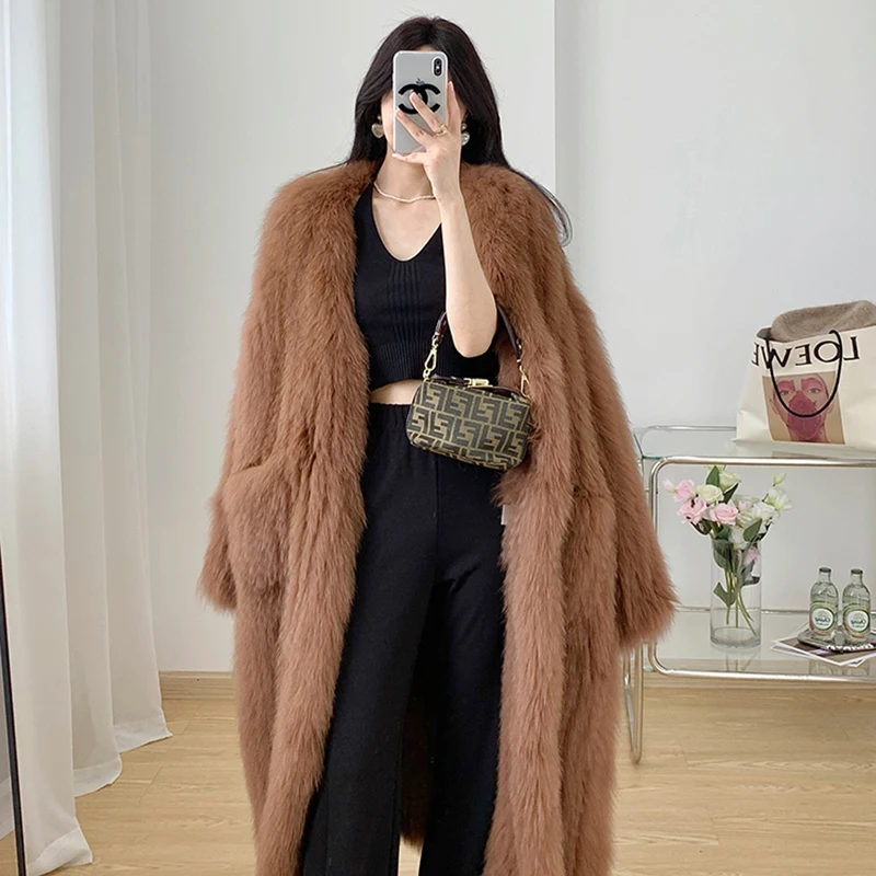 Winter Women High-quality Fox Fur Coat 2023 Luxury Long Fur Parka Plus Cotton Padded Very Warm Large Size Female Plush Jacket