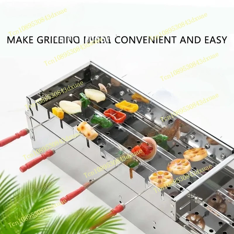 Commercial Stainless Steel Grill Skewers Full-automatic Barbecue Rotate Machine Width Adjustable Hot Dog Roller