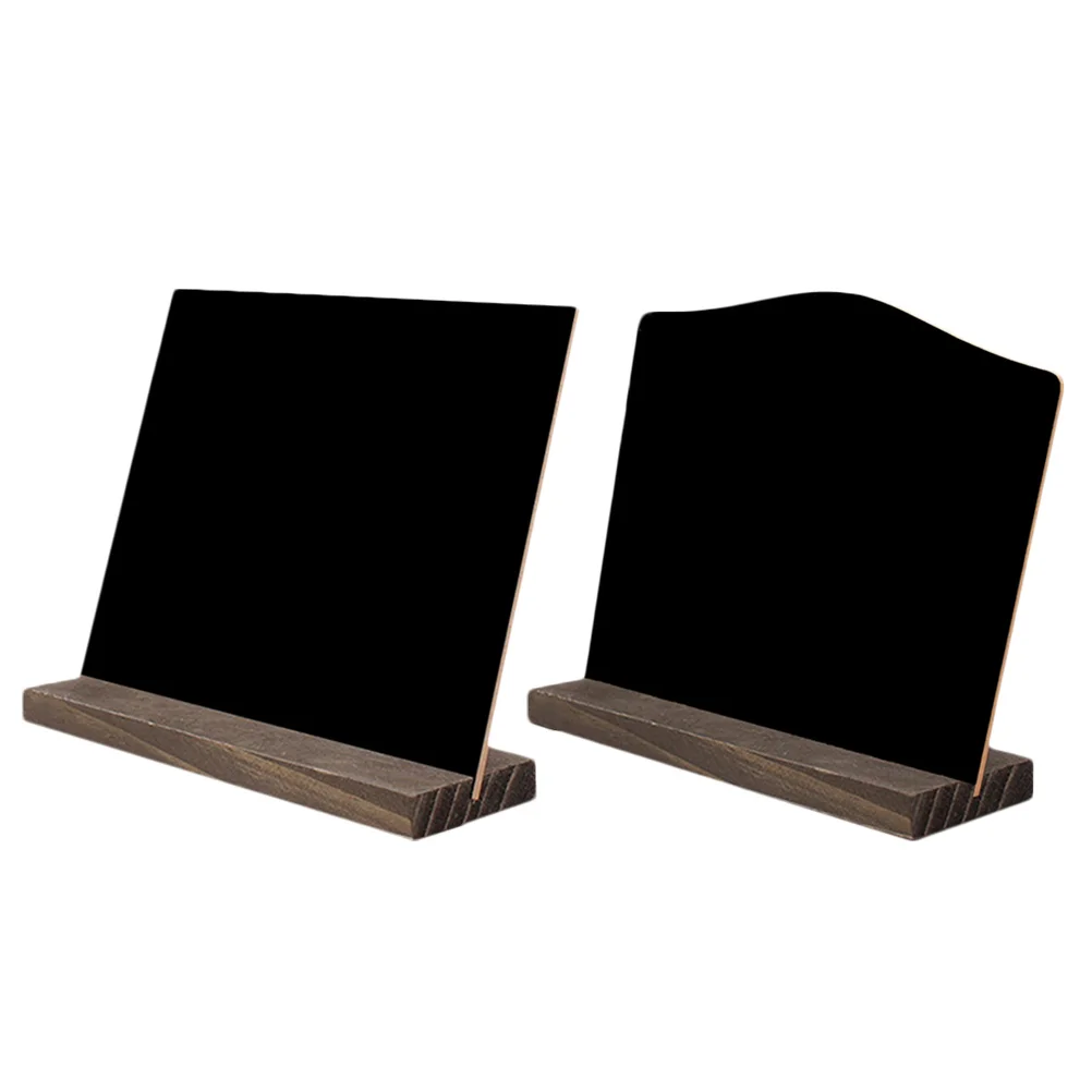 

2pcs Wooden Set Desktop Stand Erasable Reusable Small Chalkboard Tabletop Display Sign Home Bar Parties