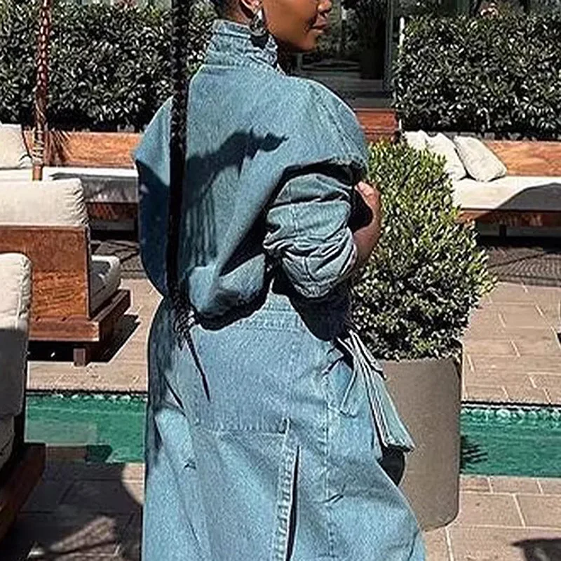 Printemps nouveau Design Chic outillage haut veste en jean femmes taille haute ample et mince court Chaquetas Locomotive Style beau manteau