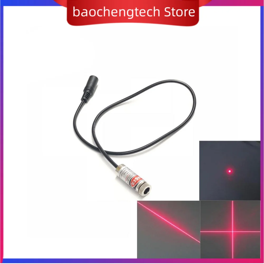 12 mm lasermodule DC 3V 5V 9V 12V l met DC-stekker Instelbaar brandpuntsafstand 5 mW 650 nm rode stipvormige kruisvormige laserpositioneringslicht