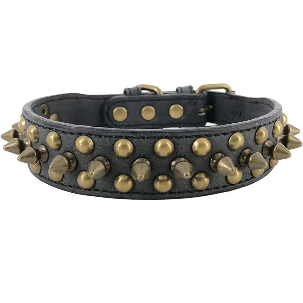 Spiked Dog Collar Mushroom Rivet PU Leather Dog Collars Adjustable Spike Studded Pet Collar for Pitbull Mastiff Husky Rottweiler