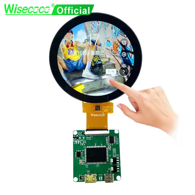 Wisecoco 2.8 inch Circular Round IPS LCD Display Touch Screen For Raspberry Pi Analog Gauges Automotive Dashboard RGB 480x480