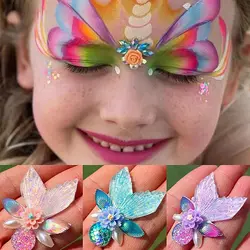 Festival Face Rhinestones Tattoo Sticker Children Glitter Crystal Gem Temporary Tattoo Mermaid Jewels Diamond Decoration Sticker