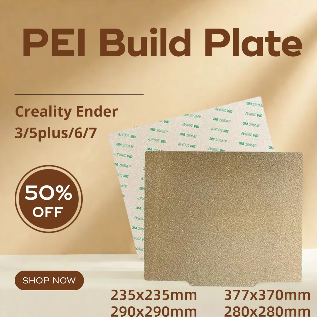 

ENERGETIC Magnetic PEI Build Plate 235/280/290/377x370mm Double Sided Textured Flexible Spring Steel Sheet for Creality Ender
