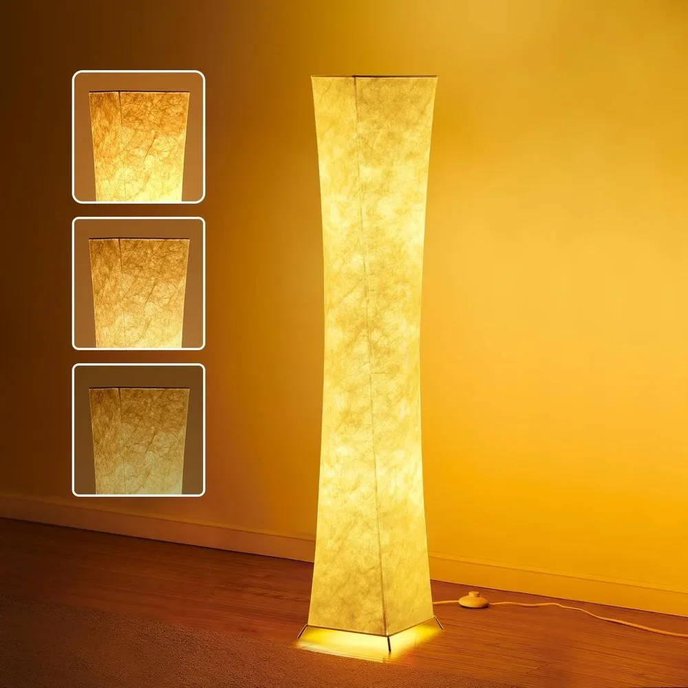 

Floor Lamp, Dimmable 61" Tall Standing Lamp, 3 Levels Adjustable Brightness 12Wx2 LED Bulbs, Column Floor Light w/White