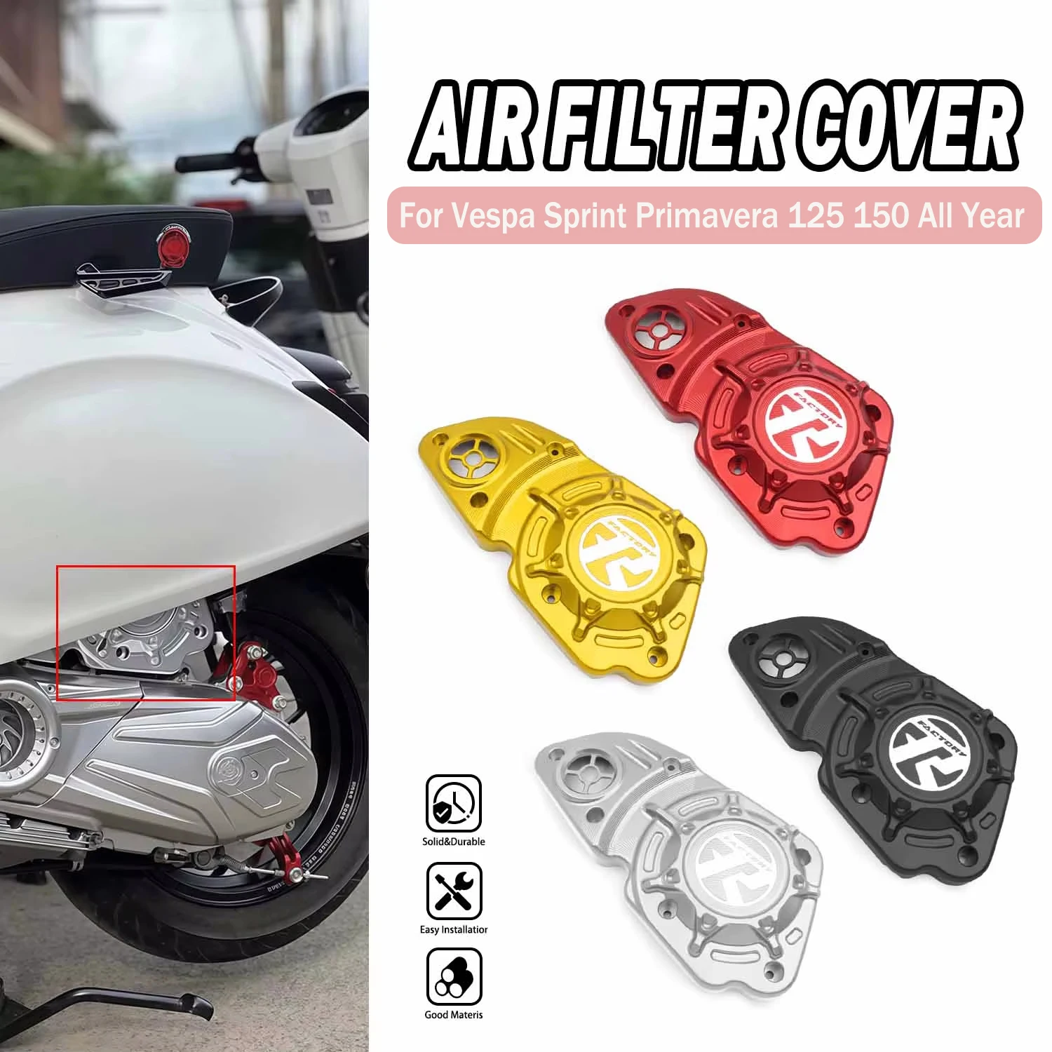 Motorcycle Parts Air Filter Cover Air Elements Guard Protector For Vespa Sprint Primavera 125 150 All Year