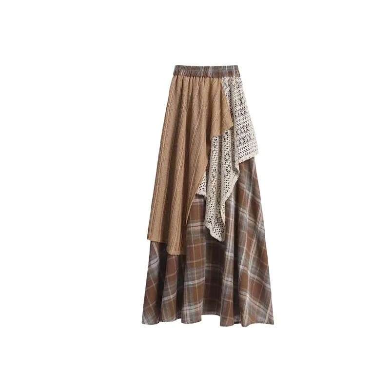 ชุดเซ็ตเสื้อสเวตเตอร์ถักและกระโปรงลายสก็อตสำหรับผู้หญิง ดีไซน์เก๋ไก๋ สวยหรู ดูดีมีสไตล์