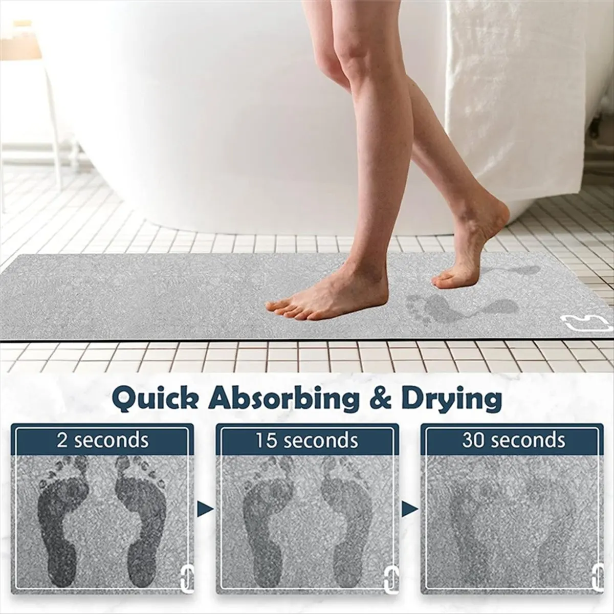 RANA Bathroom Runner Mat Rugs Long Diatomite Stone Bath Mat Absorbent Diatomaceous Earth Bath Mat Shower Mat Thin Bathroom