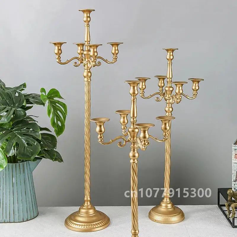 63/73/89cm Metal Candelabra 5 Arms Gold White Silver Candle Holders Candlestick for Wedding Table Decorations Pillar Decor