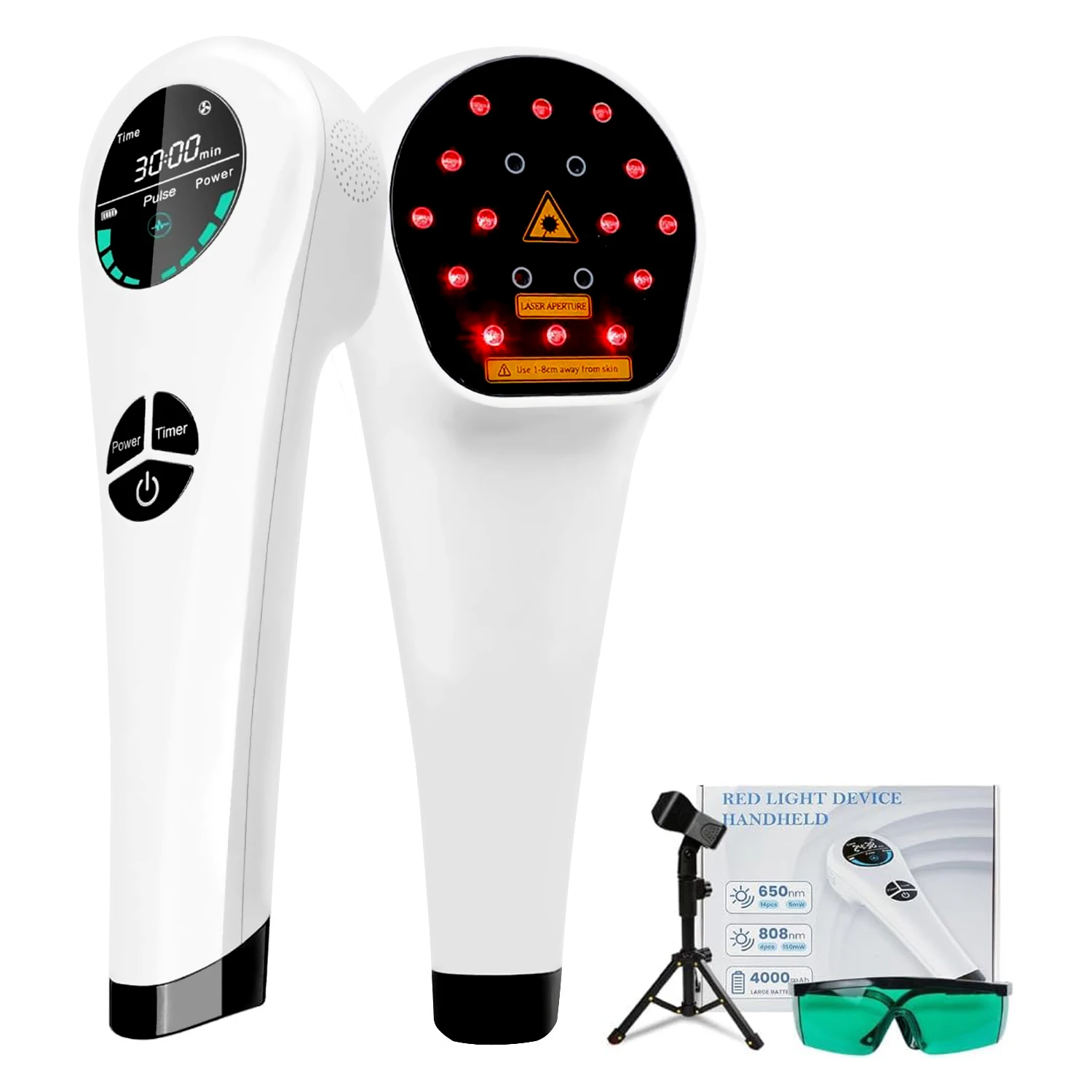 

Upgrade Handheld Red Light Therapy Devices with Stand - 4*808nm & 14*650nm Dual Wavelength, Cold Laser Therapy Device for Muscle