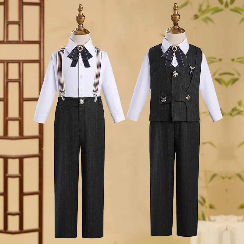 Children's suit suit boys' dress flower children's runway fashion suit vest little boy hosting piano performance